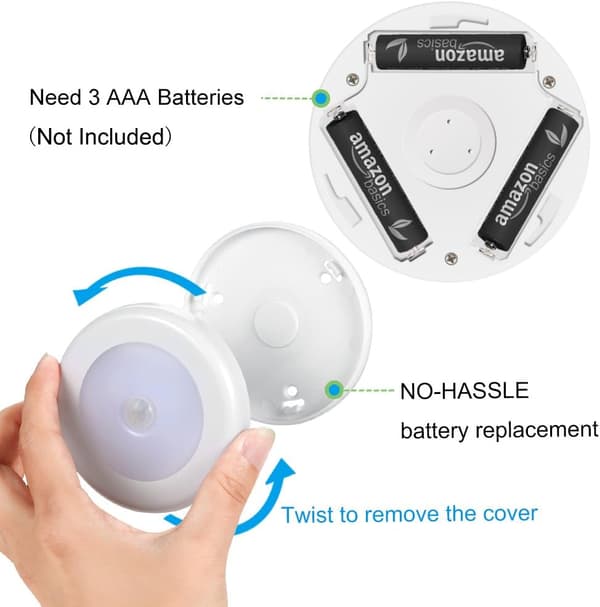3 stk. menneskelig intelligent induktion LED lithium batteri magnet