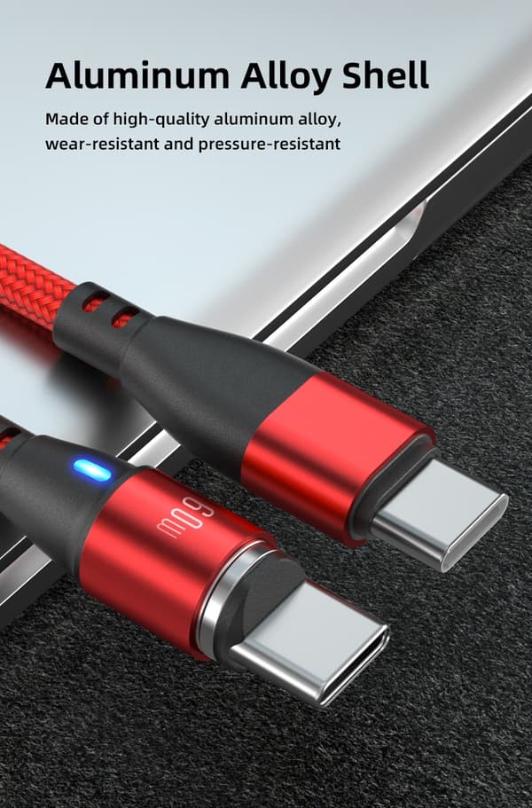 2-pak USB-C 2m 60W hurtigopladning, magnetisk opladerkabel, sort