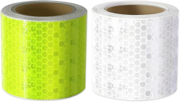 Reflekterende tape, 2 ruller 3m X 5cm Vanntett godt synlig reflektor Advarselsmerker for sikkerhetspåminnelse - gul og hvit