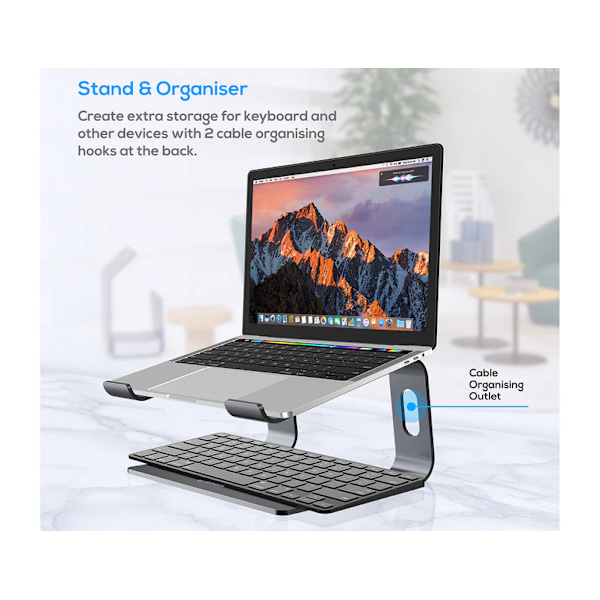 Laptopställ för Skrivbord, Konstruktion i Aluminiumlegering Höjer Din Enhet med 15 cm, Värmeavledningsdesign med Enkel Installation för 10-15,6 Tum