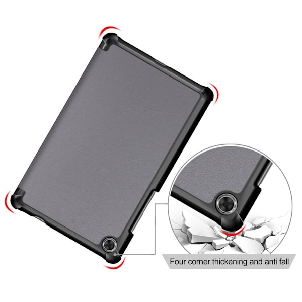 Lenovo Tab M8 2nd Gen (HD) Litchi Tri-Fold Fodral Grå Grey Grå