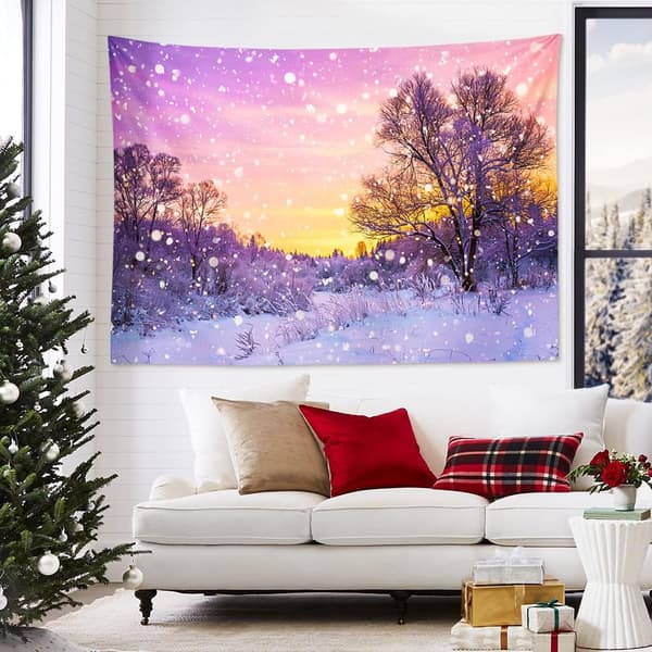 1 stk 150 x 130 cm (Snøscene) Veggteppe Romdekorasjon