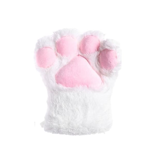 Varme vinterhandsker til kvinder og mænd, Cosplay kattepote-vanter med sødt dyrepotedesign, bløde håndvarmere i imiteret pels til kulde White one