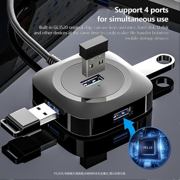 Splitter Hub Plug Play Högeffektiv Känslig Respons Dataöverföringsfunktion Expansion 4-Port USB 3.0 USB Hub Expander Hemmabruk