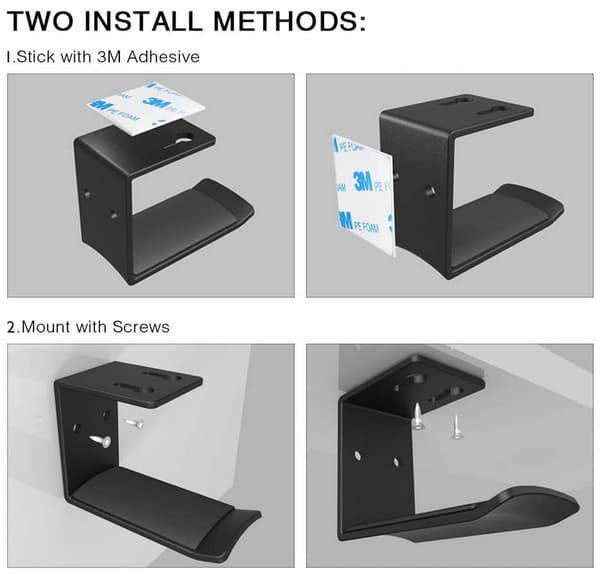 Metal Headset Holder til Desktop Hovedtelefoner, Universal Klæbende og