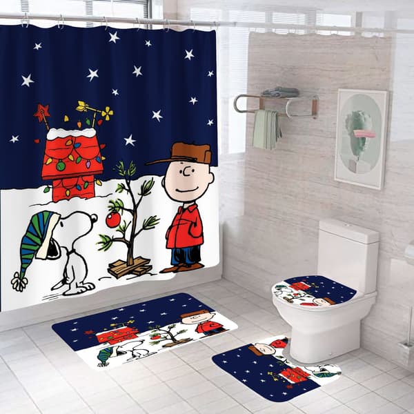 3D-printet dusjforheng - 165*180cm Snoopy valp og eier