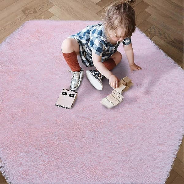 Matta för studentrum, hexagonmatta för lekhus, prinsesstält, barnlekplats, diameter 1,4 m, rosa
