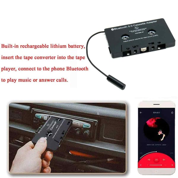 Bilstereo Bluetooth Kassett Til Aux-mottaker, Kassettspiller Skrivebord Bluetooth 5.0 Hjelpeadapter