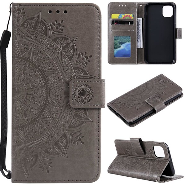 iPhone 11 - Plånboksfodral Mandala - Grå Grey Grå