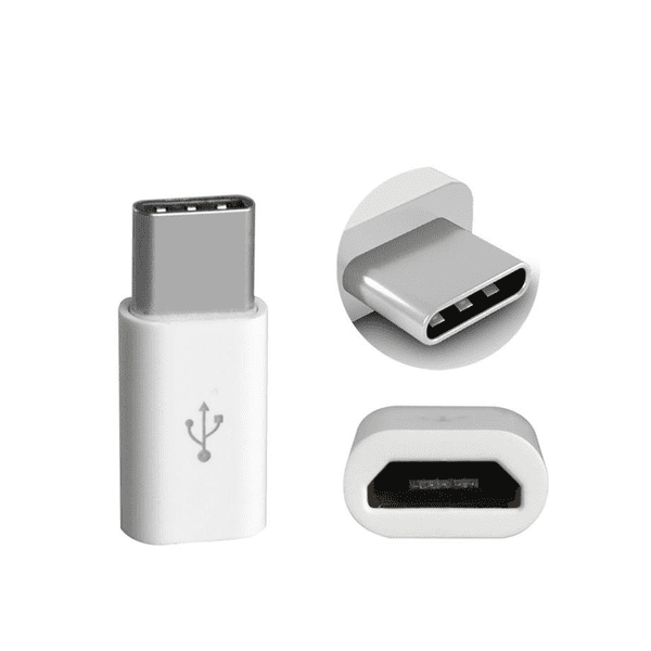 Micro-USB till USB C (hane) Adapter - VIT vit