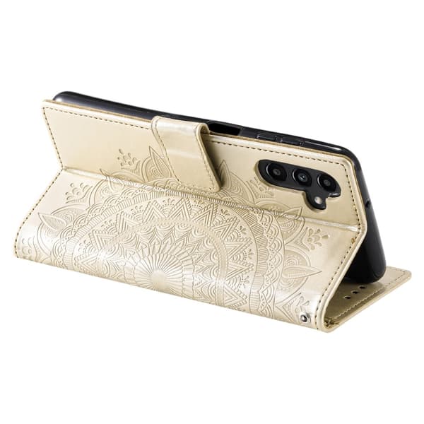 Samsung A55 5G, Mandala, Plånboksfodral, Guld