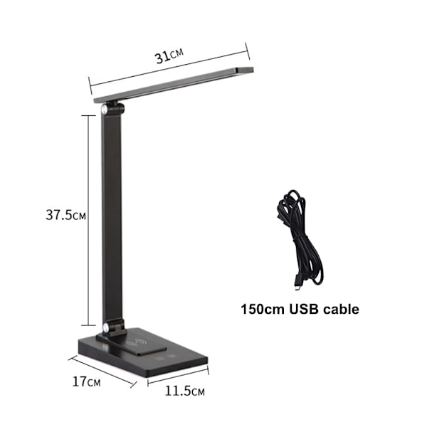 Sunturalux LED Skrivbordslampa, Naturligt Solljus Simulation Ögonvårdande Dimbar Teknik, 4 Färglägen, Dubbel Laddningsport för Läsning, Målning, Arbete, Studier