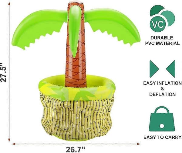 Flytande bar för pool, PVC Spa Bar Uppblåsbar badkarsbricka Kokospalm Isbuffé Fruktsalladshink