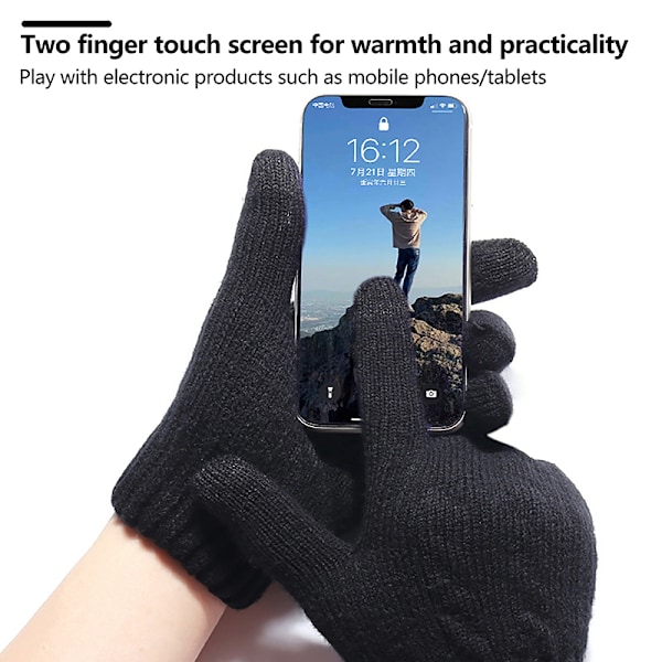 Kashmirhandskar Vintervarma Five Finger vantar utomhus Black