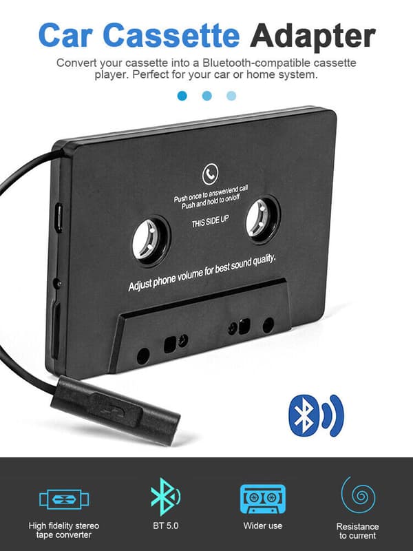 Bluetooth 5.0 Kassettadapter Bil Trådlös Kassettadapter Kassett MP3 Radio