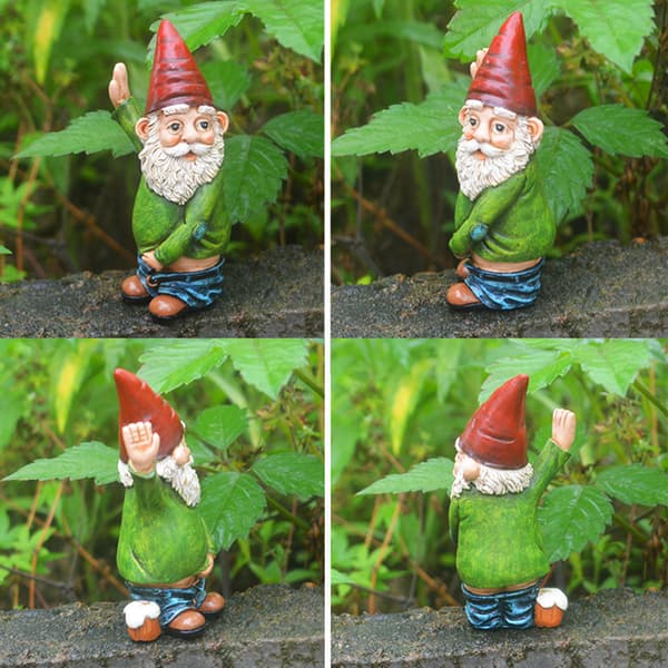 Fræk Havenisse Statue Sjov Nisse Havedekoration 15cm Høj