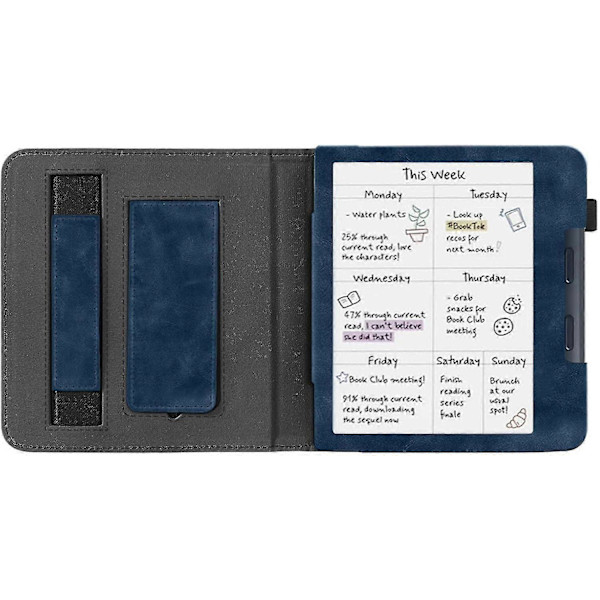 Ställfodral för 7\" Kobo Libra Colour (2024), Premium PU Läder Ställskydd med Handrem och Auto Black Black