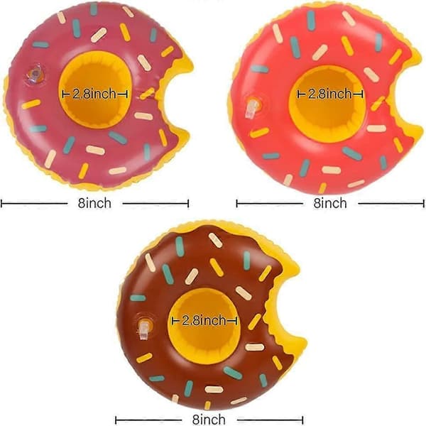 Oppblåsbar Drikkeholder, 12 stk 8 Tommers Donuts Flytende Brikker