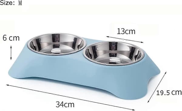 Dobbel hundeskål, sklisikker rustfritt stål