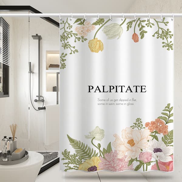 Pastoral blomsterbladprint vandtæt badeforhæng