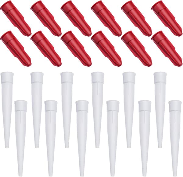 24-pack Caulking Nozzle Caps Set, Inkluderar 12 Pack Vit Caulk