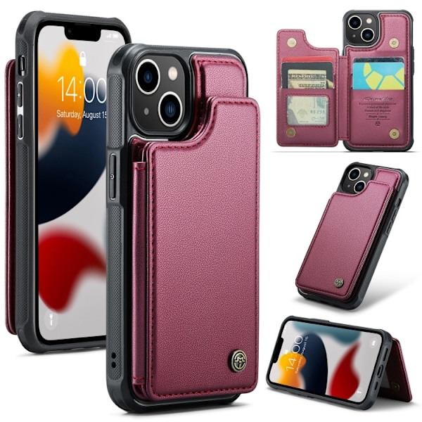 iPhone 13 - Skal 4-FACK RFID Skyddat CaseMe® Röd Red