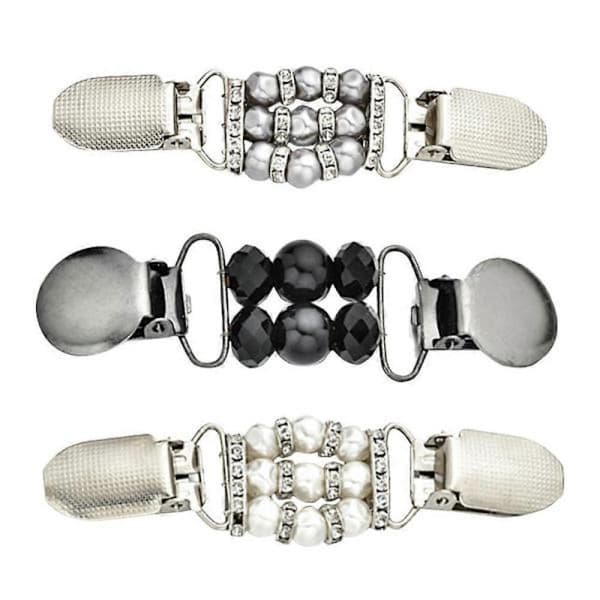 3 stk Perle Brosje Cardigan Krage Klips Bluser Cinch Klips Klær Cinch Klips Kåpe Klips-Perfet