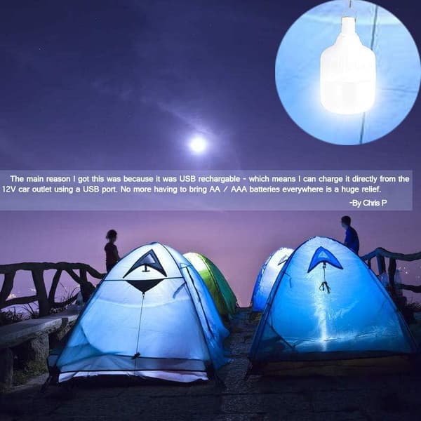 Campinglampe, Campinglampe med USB oppladbar 60W 3 moduser dimbar