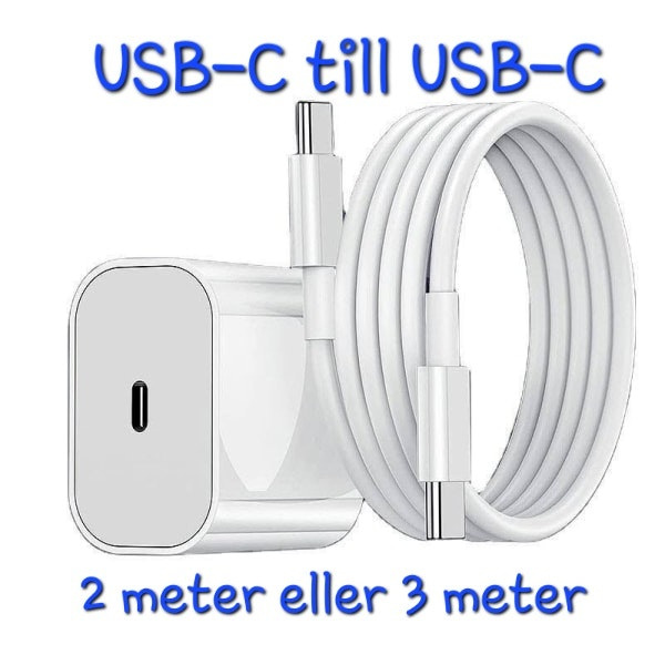 Hurtiglader til iPhone 16 Pro - USB-C til USB-C, Hvit