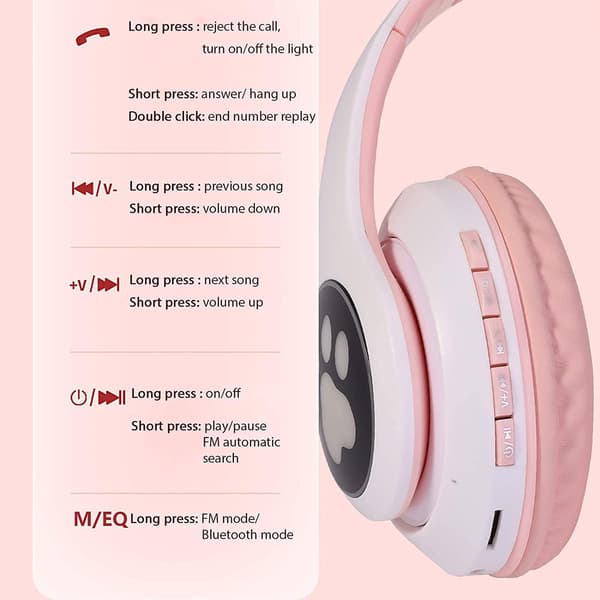 (pink) lasten kuulokkeet, langattomat Bluetooth-kuulokkeet