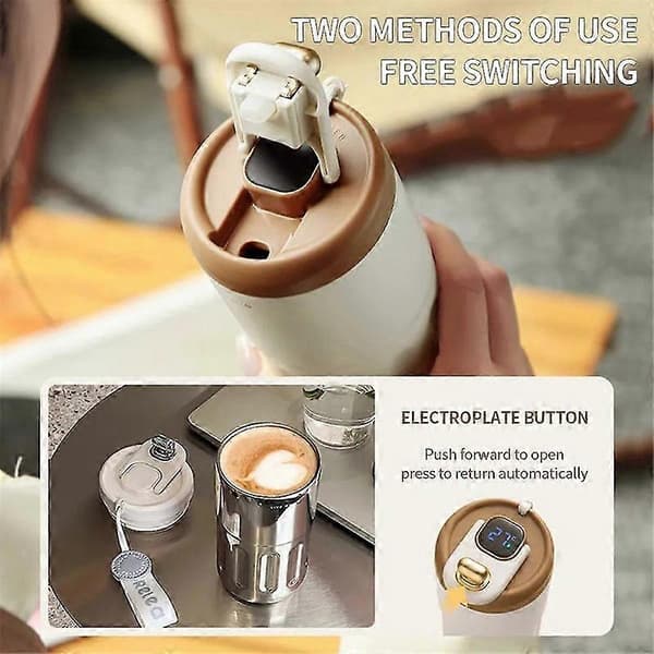 420ML Digital Smart Kaffe Isolationskop Rustfrit Stål Led Temperaturvisning Flaske Bil Køretøjskrus