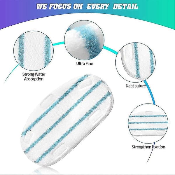 6-pak Mikrofiber Udskiftningsklude til Dampmoppe Kompatible med Pursteam Thermapro 10-i-1 Mop Ac
