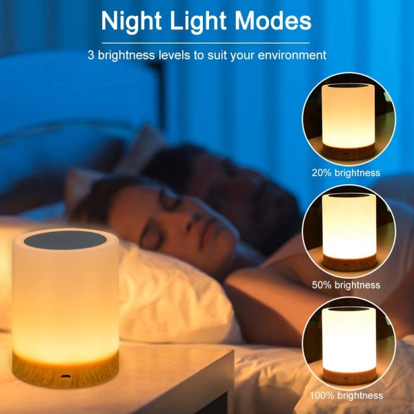 LED nattlampa, sänglampa med touchkontroll och