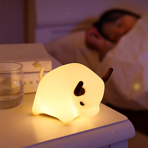 Nattlys nattbordslampe USB-klapp silikonlys (storfe)
