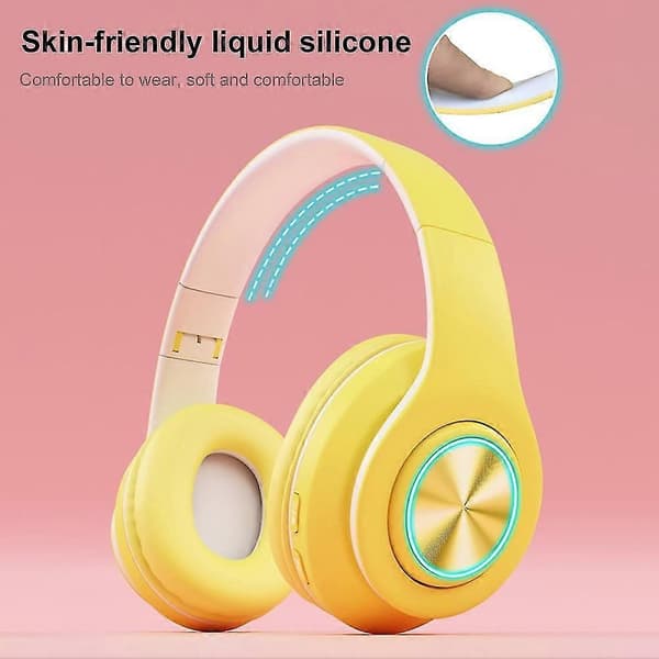 Bluetooth 5.0 Trådlöst TF-kort 3,5 mm Jack RGB-ljus Stereo Headset Hörlurar