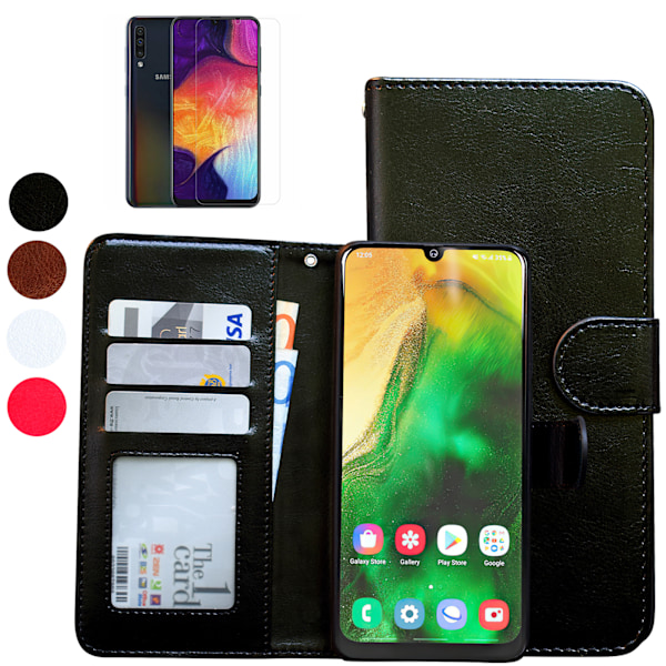 Samsung Galaxy A50 - Läderfodral / Skydd Svart