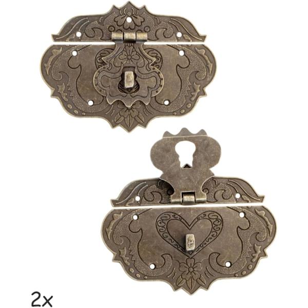 Sæt med 2 antikke bronze design jernbeslag til møbler, montering