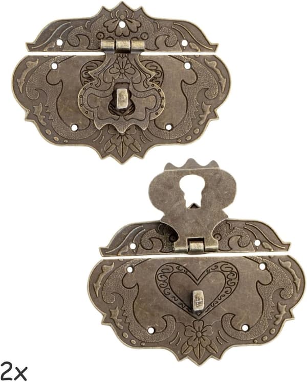 Sett med 2 antikke bronse design jernbeslag for møbler, montering