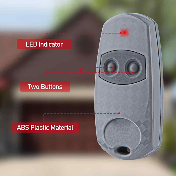 Garageportöppnare, Firefly Nyckelring Multicode Tvåknappsfjärrkontroll med Eveready 9 Volts Batteri, Lättanvänd Mini-sändare, Lång Batteritid