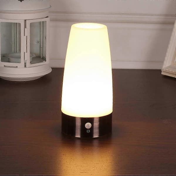 Skrivebordslampe, Retro LED Nattlys, Krever 3 AAA 1.5 V Batterier, Plast, Hvitt Lys, Rund