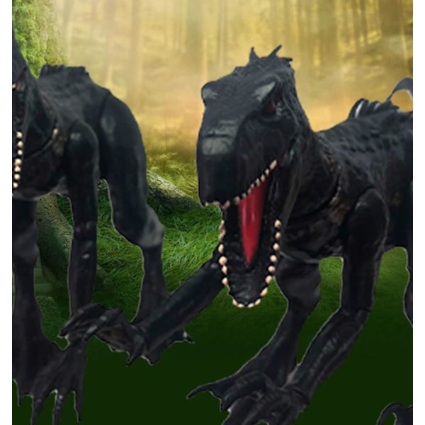 Fjärrkontroll Dinosaurie, Högkvalitativ Dinosaurie med Realistisk Gångrörelse och Multifunktionell Robotspray, Perfekt för Barn 39x10x17Cm Svart