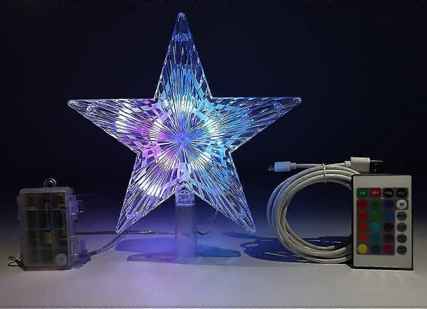 USB juletrestjerne-topplys 8,5 tommer 10 LED flerfarget