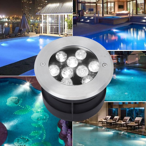 Dekorativ utomhusbelysning, undervattensspotlight, 304 rostfritt stål, låg värmeutveckling, perfekt för swimmingpooler, fontäner och vattenträdgårdar