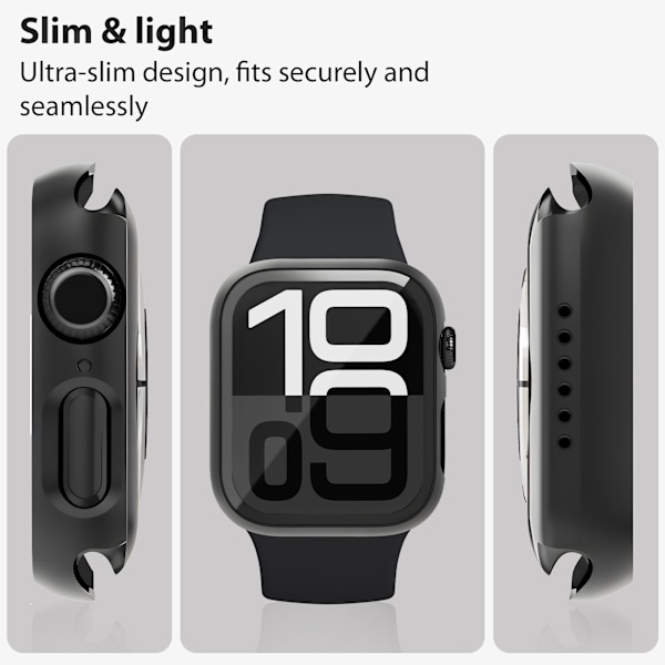 2-Pack Skyddsfodral med Inbyggt Skärmskydd för Apple Watch 40 mm storlek – Heltäckande Skydd med Härdat Glas, Enkel Installation (Svart)