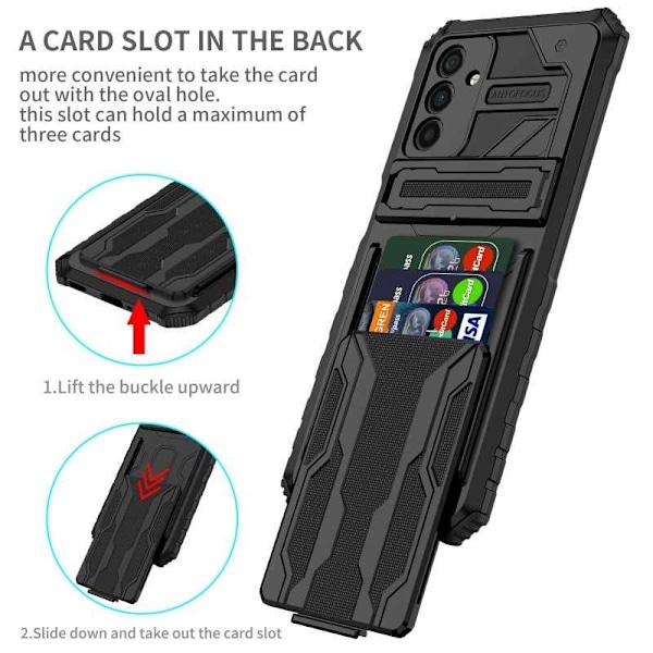Samsung A13 5G / A04s Stöttåligt Skal Kickstand & Kortfack ThinArmor V3 Svart