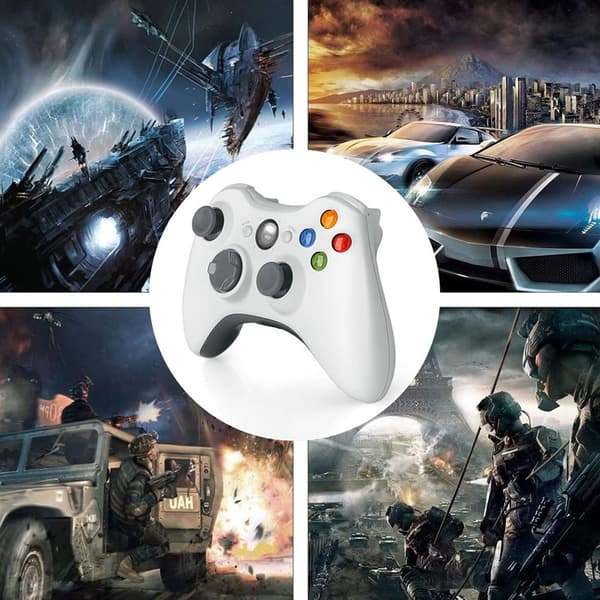 Trådløs controller til Xbox 360, ergonomisk design, endeløs gameplay gamepad med trådløs forbindelse og justerbar D-pad, komfortabelt greb med white