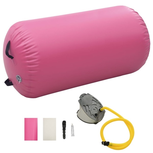 vidaXL Uppblåsbar gymnastikrulle med pump 120x90 cm PVC rosa Rosa