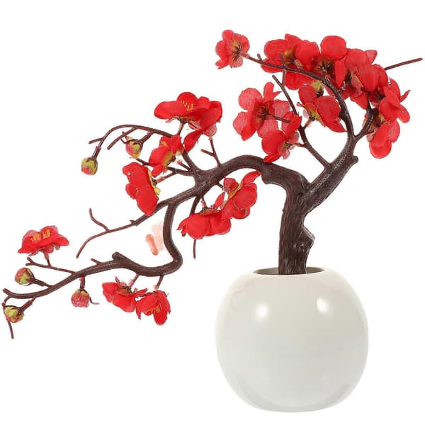 Husholdningssimulert blomsterbonsai i potte, vinterblomst-ornament, skrivebordsdekorasjon