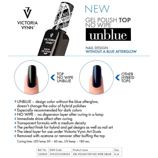 Top coat - Unblue - No Wipe - 15 ml - Victoria Vynn - Gel Polish Transparent