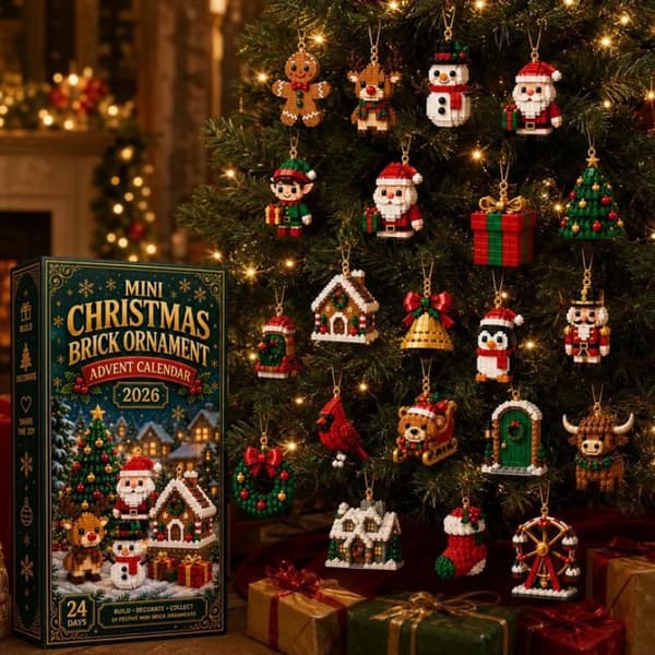 2026 Jule-byggeklods-julekalender, Akryl fladt design julekalender med julemand